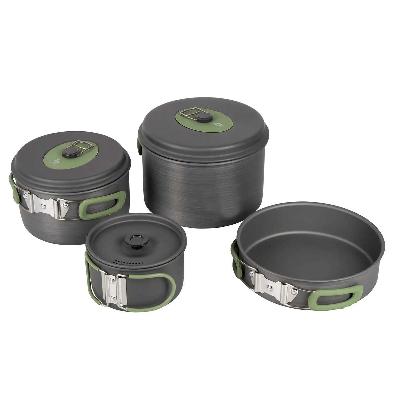 Набір столового посуду Bo-Camp Explorer 4 штуки з жорстким анодованим покриттям сірого/зеленого кольору (2200244) 63674