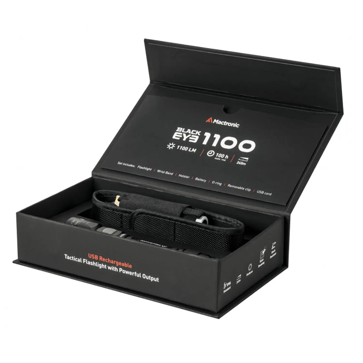 Ліхтар тактичний Mactronic Black Eye 1100 (1100 Lm) USB Rechargeable (THH0043) 67843
