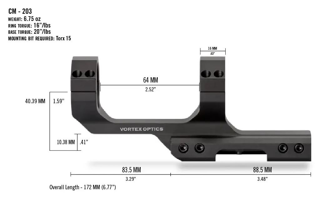 Кріплення для приціла Vortex Cantilever Mount 30mm 3″ Offset Rings (CM-203) 101664