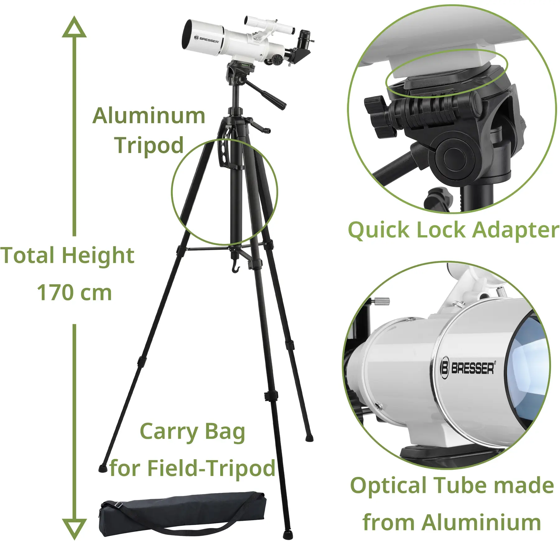 Телескоп Bresser Classic 70/350 Refractor з адаптером для смартфона (4670350) 104090
