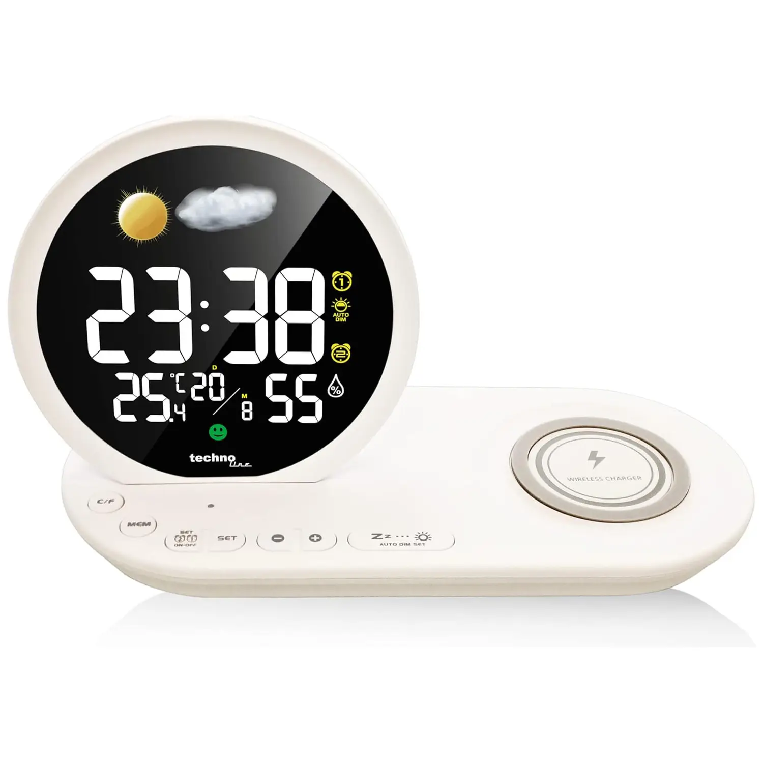 Годинник настільний Technoline WT427 Wireless Mobile Charging White (WT427) 109030