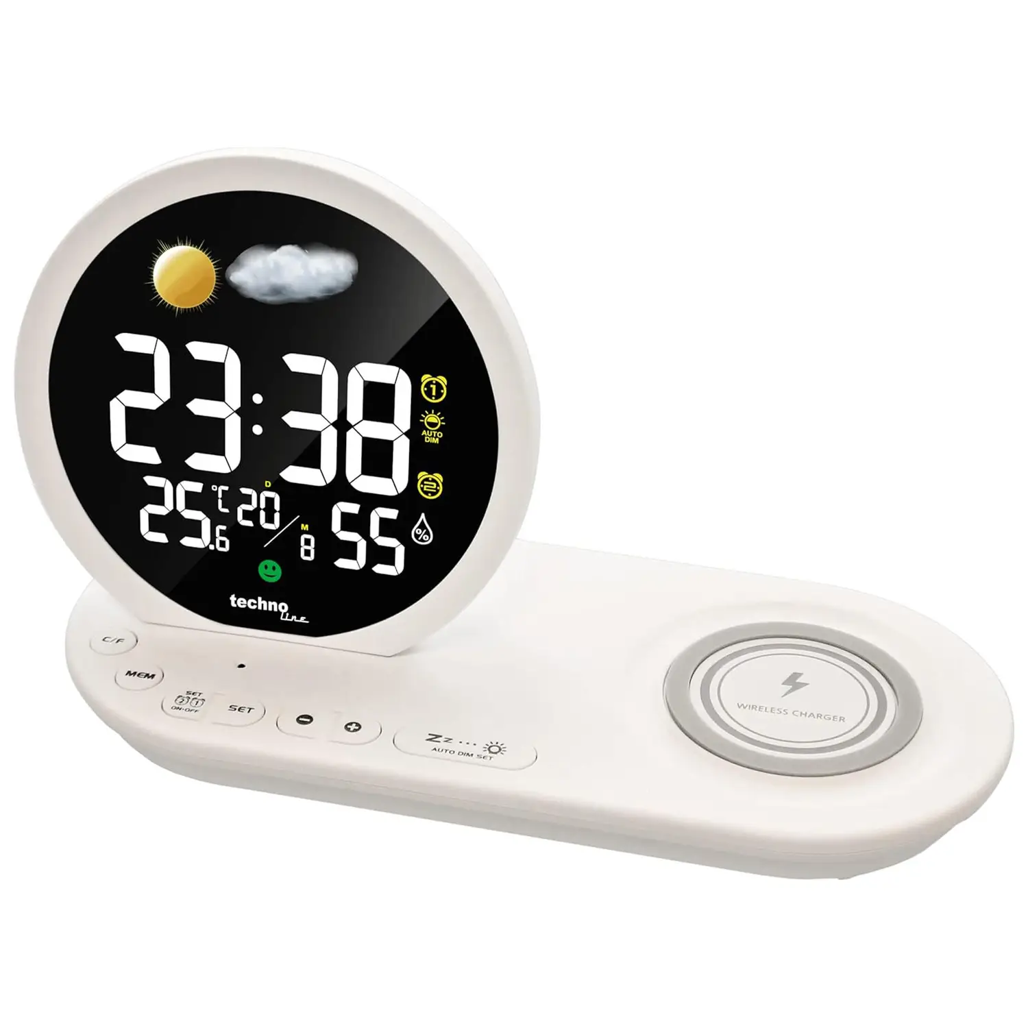 Годинник настільний Technoline WT427 Wireless Mobile Charging White (WT427) 109034