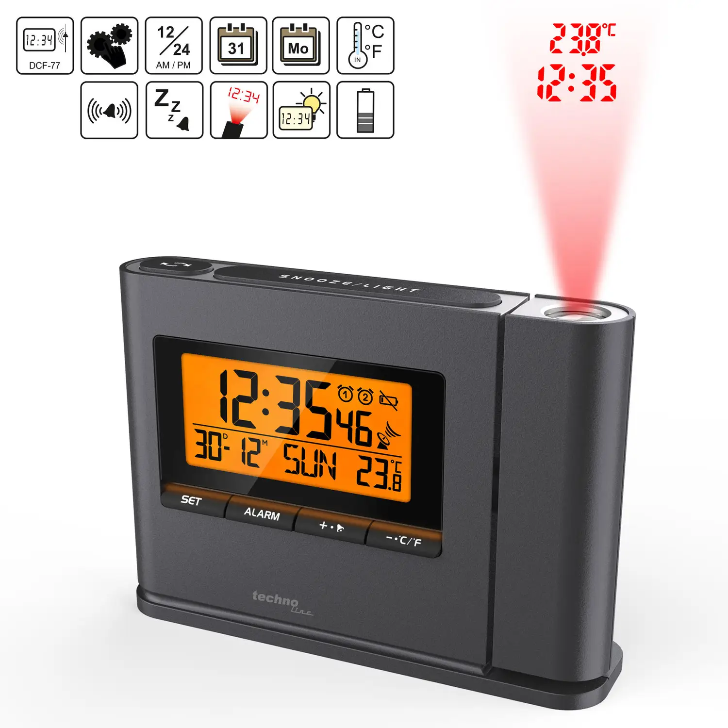 Годинник проекційний Technoline WT519 Anthracite (WT519) 108968