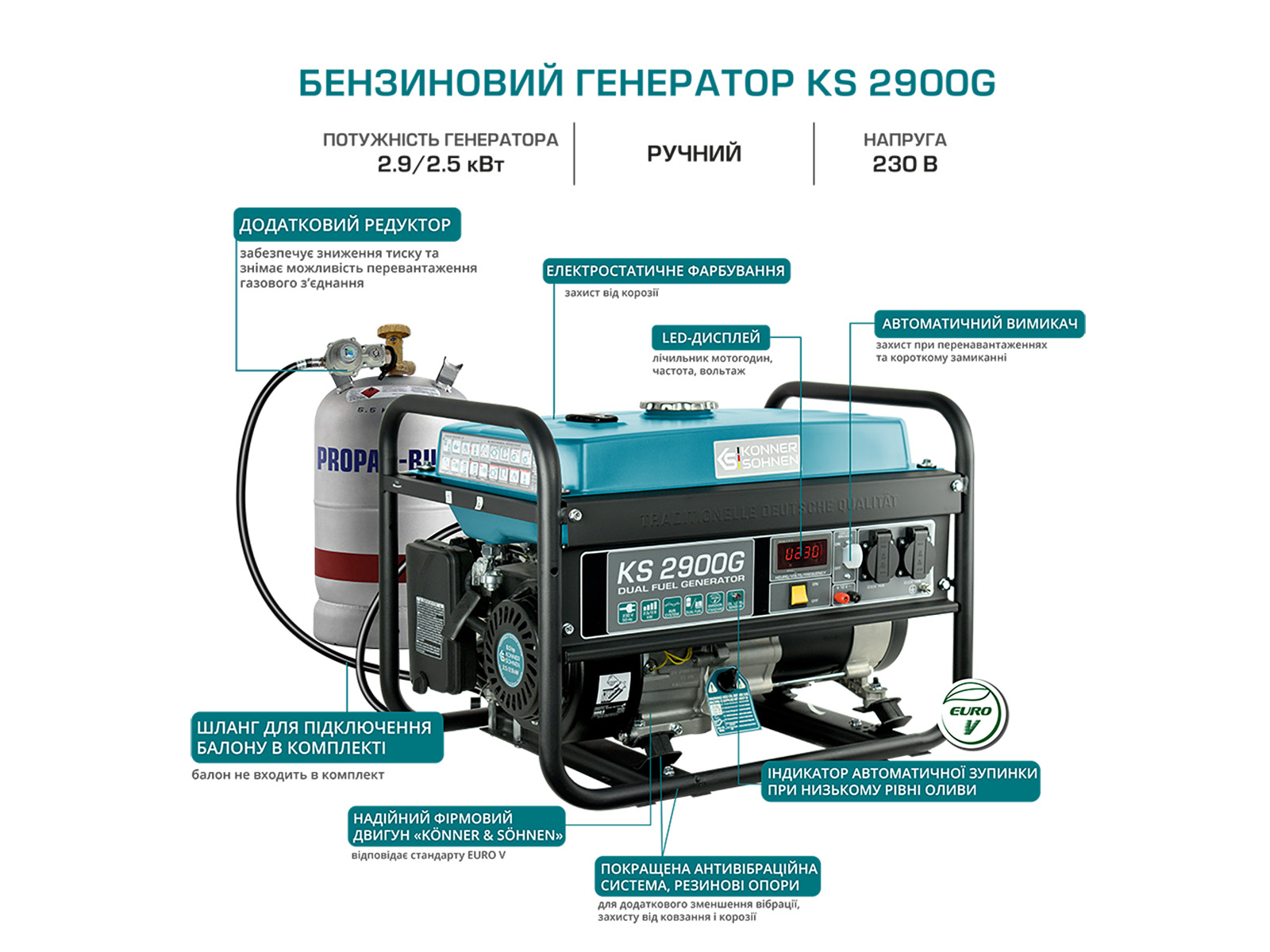 Газобензиновий генератор Könner&Söhnen KS 2900 G 109746