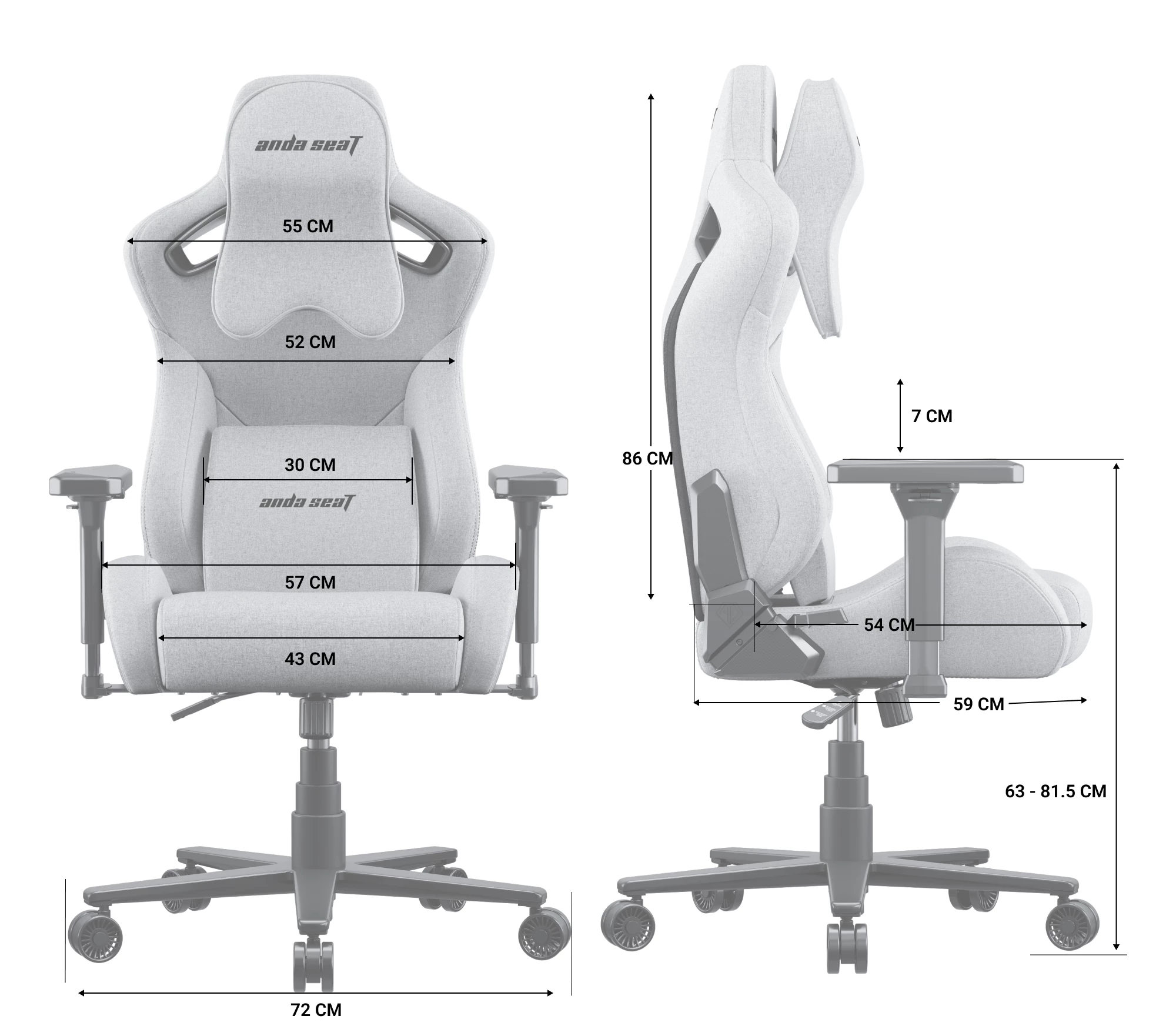Геймерське крісло Anda Seat Kaiser Frontier XL Black Fabric (AD12YXL-17-B-F-B01) 115979