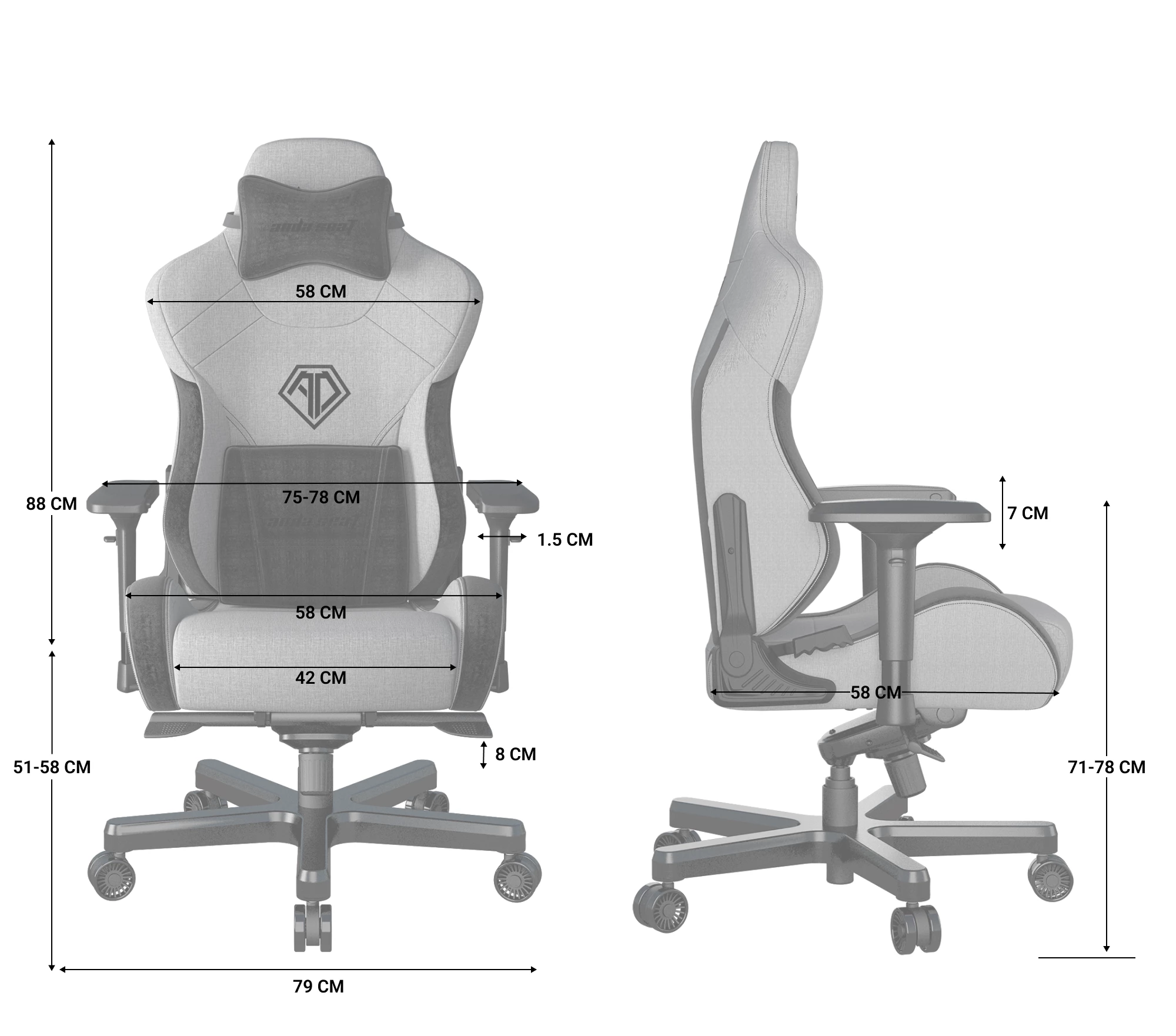 Геймерське крісло Anda Seat T-Pro 2 Black Size XL (AD12XLLA-01-B-F) 116189